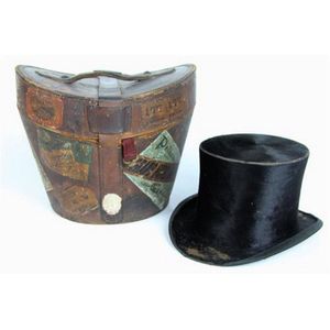 Antique Leather Hat Box Sticker for Sale by QandQs