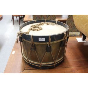 Vintage French brass and wood side drum, 41 cm diameter