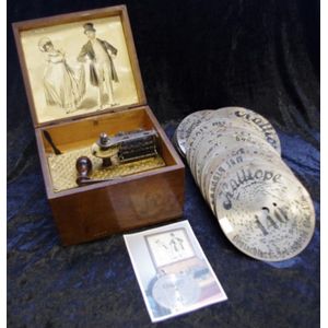 Antique German music box Kalliope, 16 cm x 18 cm, 12 cm high…