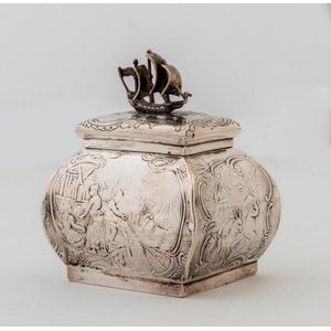 A small Dutch silver tea caddy box with English export marks,…