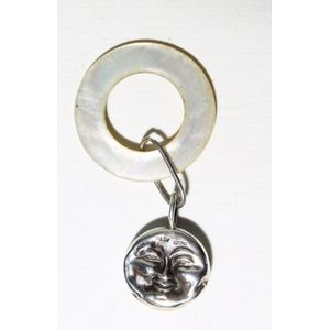Mother of pearl & sterling silver man- in- the -moon baby rattle