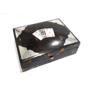An English sterling silver & tortoise shell card box,…