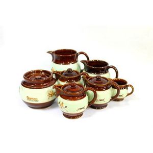Seven stoneware Bourne Denby vessels, each glazed & moulded&hellip;