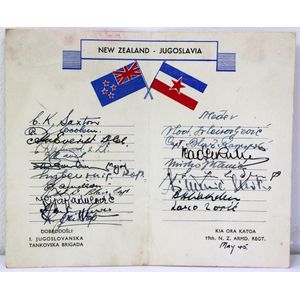 Autographs of New Zealand Army & Jugoslavia Military Rugby…