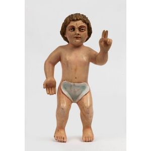 A vintage polychromed wooden religious figure, Italian, 30 cm…