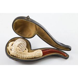 Antique Meerschaum eagle claw pipe, silver, Austro Hungarian