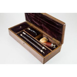 Large oak cased Meerschaum pipe the bowl with sterling silver…