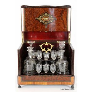 A Napoleon III inlaid amboyna 'Cave a Liqueur', 19th century,…