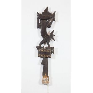 Fishing float carved with anthropomorphic figure on top, carved&hellip;