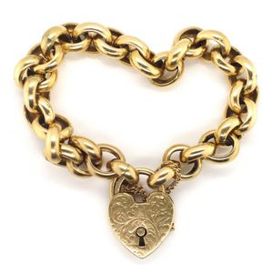 Antique Australian 9ct gold bracelet marked to heart padlock…