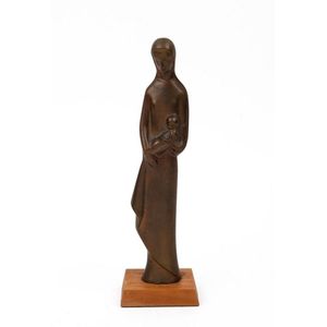 Leopoldine Mimovich cast bronze Madonna and Child statue, 20th…