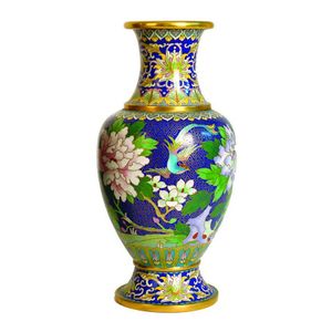 Japanese Cloisonne Vase With Exotic Birds And Florals - Cloisonne 