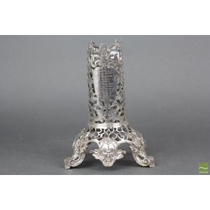 Victorian sterling silver commemorative wedding candlestick…