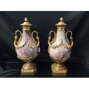 A superb pair of French 19th century marble and ormolu mounted…