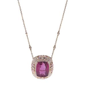 Rose gold DIVAS' DREAM Necklace Pink with 1.15 ct Diamonds,Pink Tourmaline