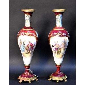 Antique Pair French Duck Egg Bleu Sevres Urns 19th C : AnticSwiss