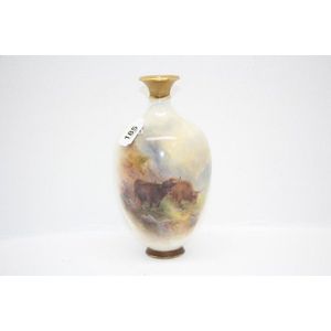 A Royal Worcester highland cattle vase. Signed H Stinton.…