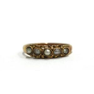 Victorian Seed Pearl Gold Ring, Size L - Rings - Jewellery