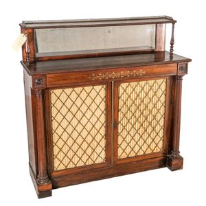 Late Regency brass inlaid rosewood chiffonier with brass…