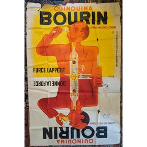 Huge original 1936 French aperitif advertising poster. Bourin…