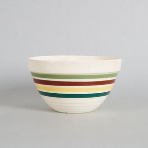 A Crown Lynn mixing bowl, with rare coloured band decoration to&hellip;