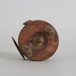 Antique Fly Fishing Reel Brass & Wood Heaton's Patent Reuben