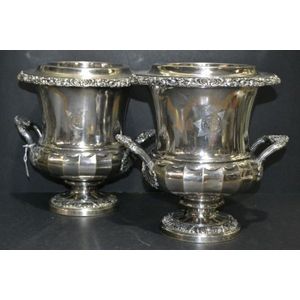Important pair of Sheffield plate wine coolers, early 19th…