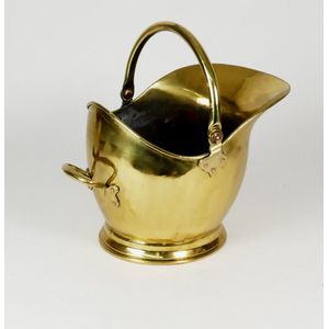 A 19th century brass helmet coal scuttle, with swing handle,…