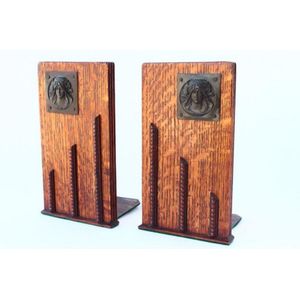 Pair of Art Deco bookends, of rectangular form, decorated with…
