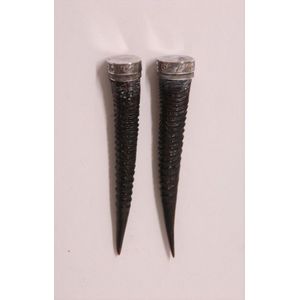 A pair of 19th century tapered small animal horn and silver…