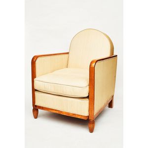 French Art Deco armchair, c. 1930, rounded back, seat and sides…