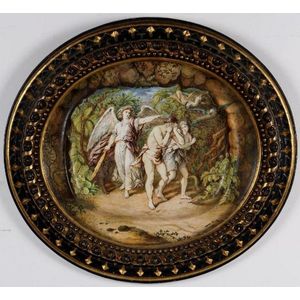 De Mol. The Expulsion of Adam and Eve, enamel on metal plaque,…