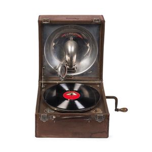 Decca Portable Gramophone In Brown Leather Case - Gramophones ...