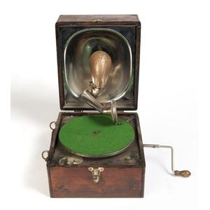 Decca 'Crescendo Junior Sound Box'portable gramophone in timber…