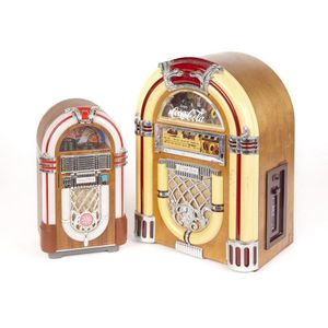 Two Japanese miniature Wurlitzer Jukebox Radios, one…