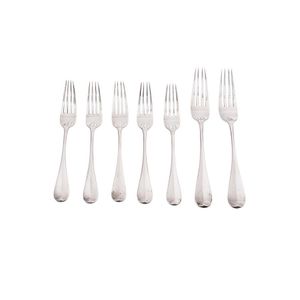 A set of seven Russian silver forks, Faberge / Moscow /, circa…