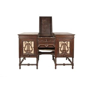 An oak 'Acousola' sideboard Gramophone, Jacobean furniture…
