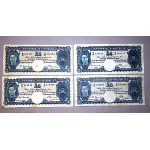 Four Commonwealth of Australia Five Pound notes, circa 1940s,…