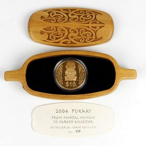 A 2004 New Zealand proof $10 'Pukaki' gold coin, 22ct gold, 39.…