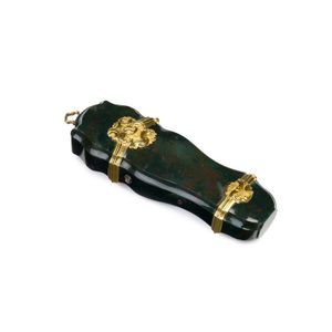 A gold and gilt mounted and fitted bloodstone etui with rose…