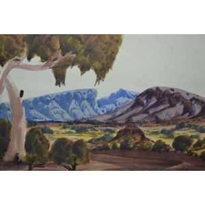 REGGIE NAMATJIRA 'Central Australian Landscape' watercolour,…
