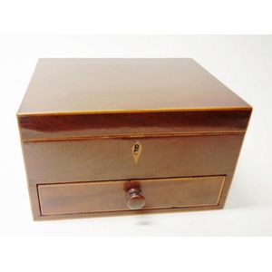 Late Georgian mahogany jewellery box with boxwood strung inlay