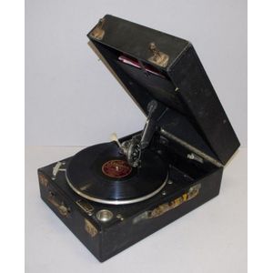 Vintage portable wind-up Gramophone, with several 78rpm records