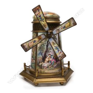 An early 20th century Austrian gilt metal and enamel windmill…