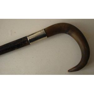 Antique Gentleman's Walking Stick, English, Ebonised, Horn