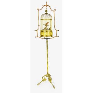French singing bird automaton by Botems, c. 1880, the cage with…