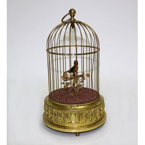 Singing bird automaton, with brass cage, probably German.…