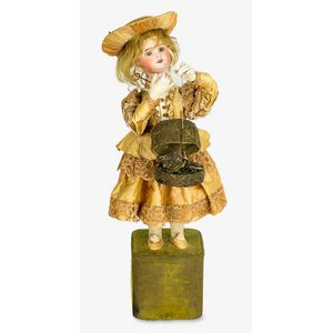 French musical automaton girl with bird in basket, by Leopold…