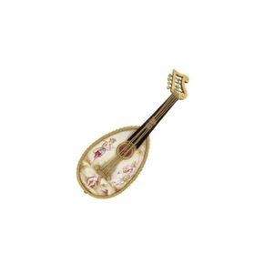Antique enamel & painted mandolin snuff box with courting…