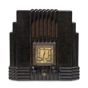 AWA Fisk Radiolette black bakelite mantel radio, circa 1930s,…